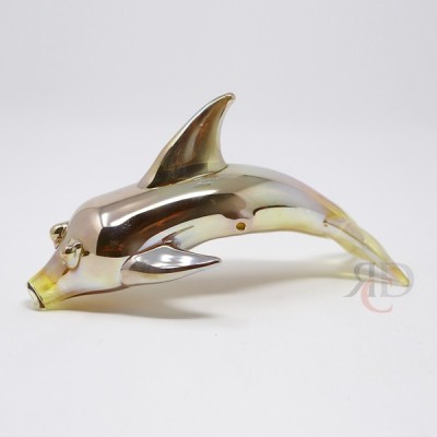 HAND BLOWN GOLD DOLPHIN ANIMAL GLASS HAND PIPE ANML1010